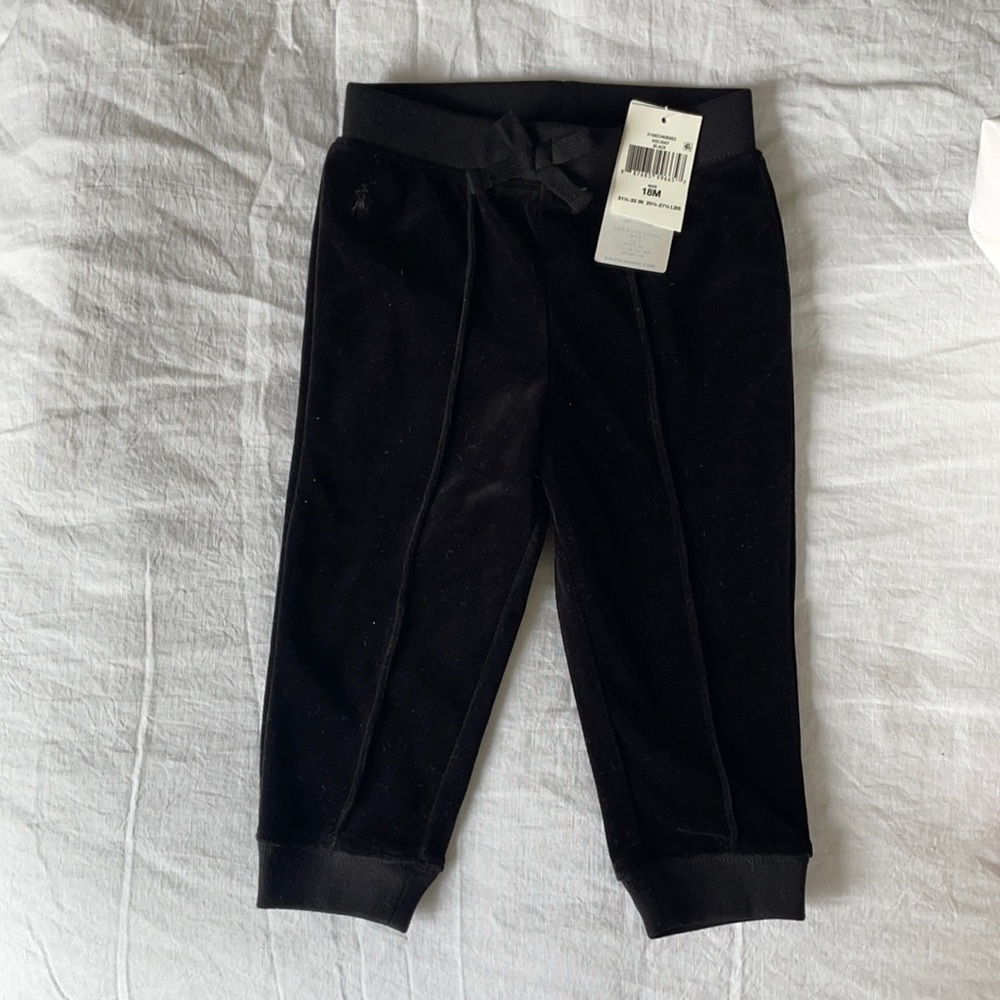 Ralph Lauren Baby Black Velour Joggers 18M - NWT
